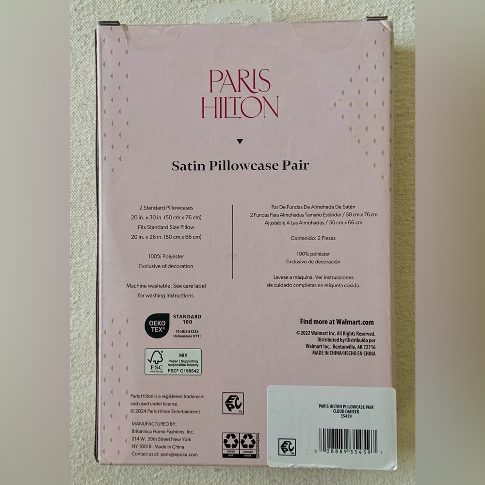 Paris Hilton Satin Pillowcase Pair ~ Color: Cloud Dancer * NIB - Picture 3 of 10